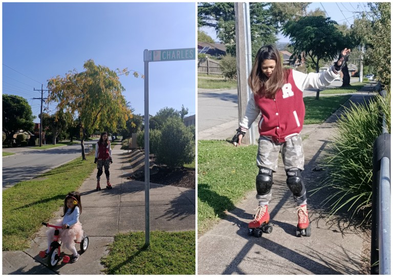 skating around the block